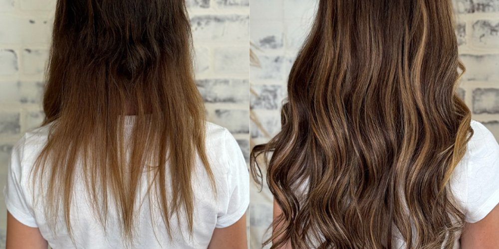 Before and after Hair Extensions for Thin Hair at Capelli Salon Dallas