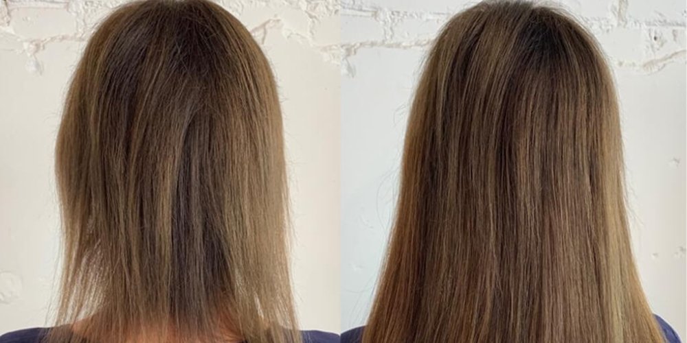 Before and after Hair Extensions for Thin Hair at Capelli Salon Dallas