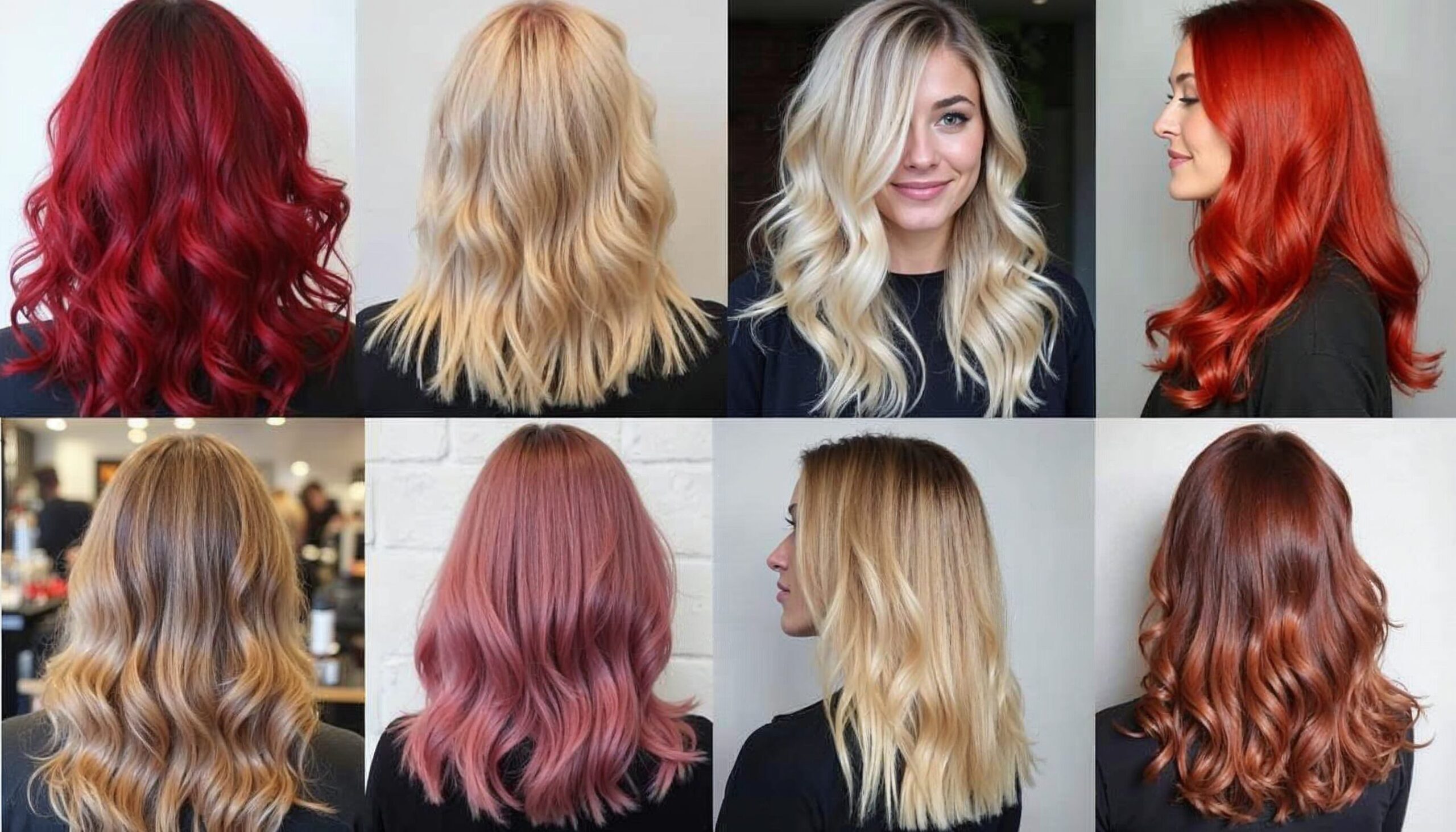 A vibrant collage showcasing various hair colors, representing the creativity of the best hair salon in Frisco.